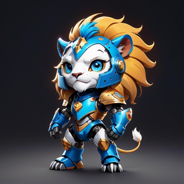 Cute lion robot cyborg