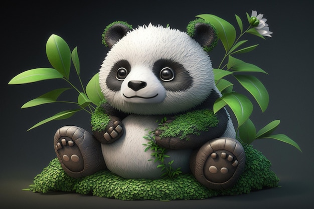 A cute little 3D panda generated by AI