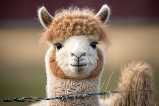 Cute little alpaca Camelid from South America
