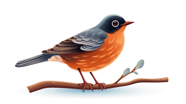 A cute little american robin in vector style