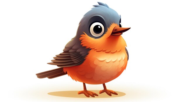 Photo a cute little american robin in vector style