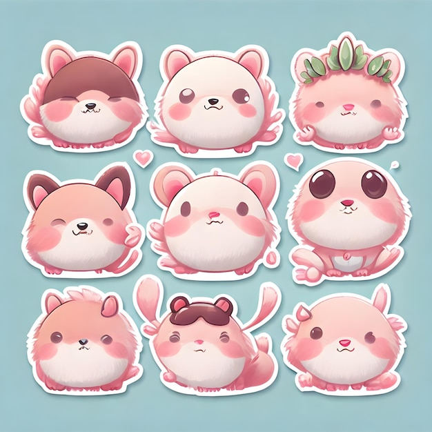 Cute little animals sticker set