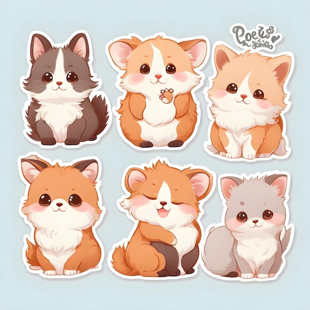 Cute little animals sticker set