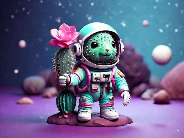 Cute little astronaut background