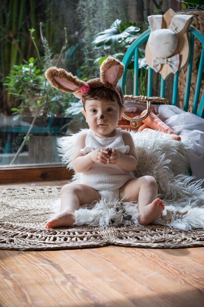 Cute little baby dressed as a bunny