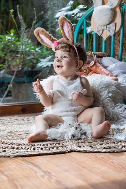 Cute little baby dressed as a bunny