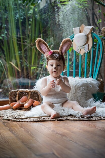 Cute little baby dressed as a bunny