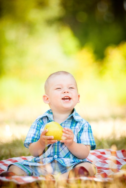 cute little baby have a picnic