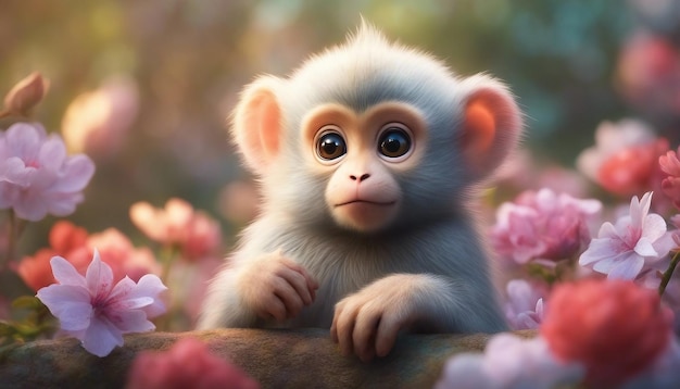 Foto piccola illustrazione fantastica di una scimmia.