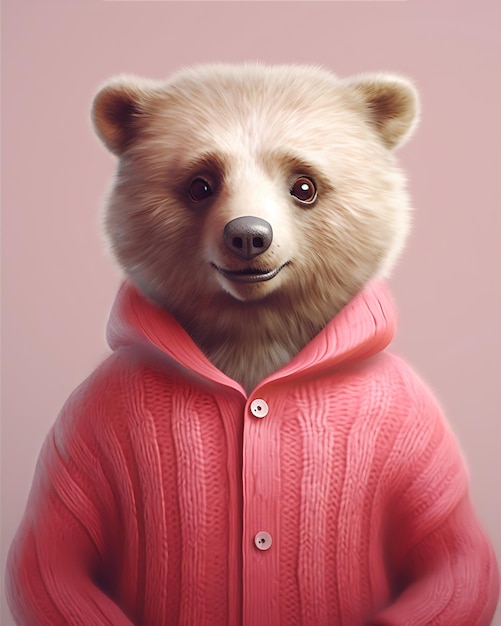 Cute Little Bear in Red Sweater