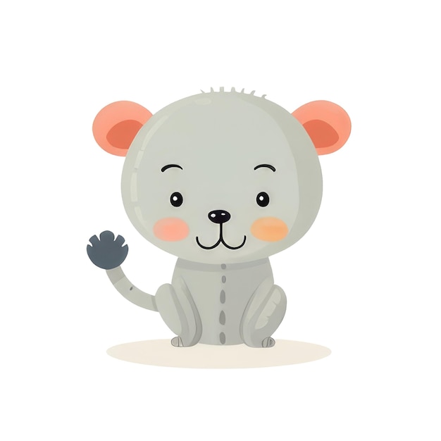 Cute little bear sitting and waving his tail ai generative