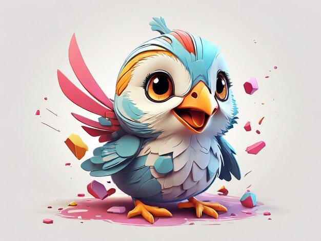 Cute Little Bird Happy Animal 3D Style