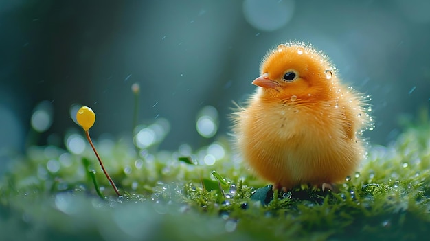 Photo cute little bird wallpaper with sunrays and bokeh