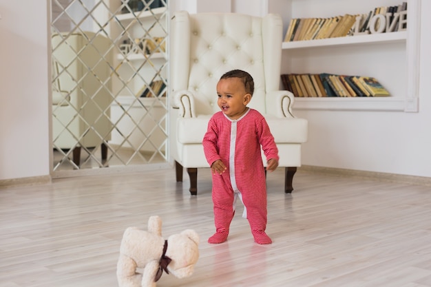 Photo cute little boy at home. mixed race child.