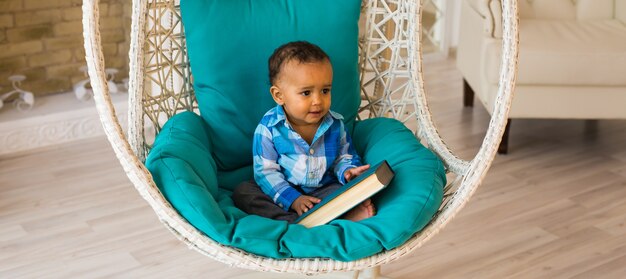 Cute little boy at home. Mixed race child