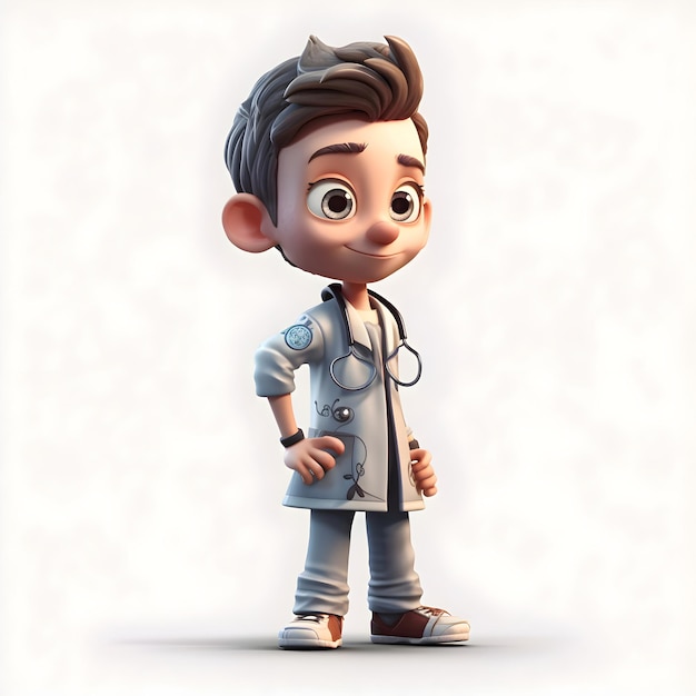 Cute little boy with stethoscope3d render illustration