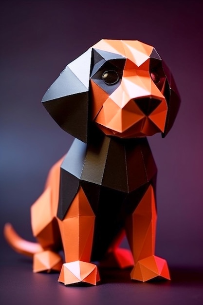 Cute little breed dog made in origami style