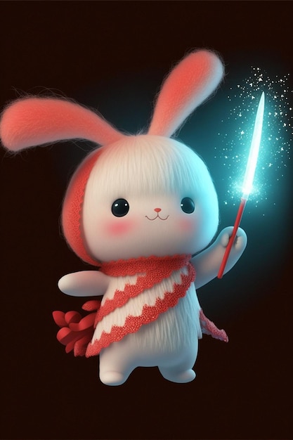 Cute little bunny holding a sparkle wand generative ai