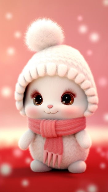 Photo the cute little bunny is a little girl with a pink scarf and a scarf.