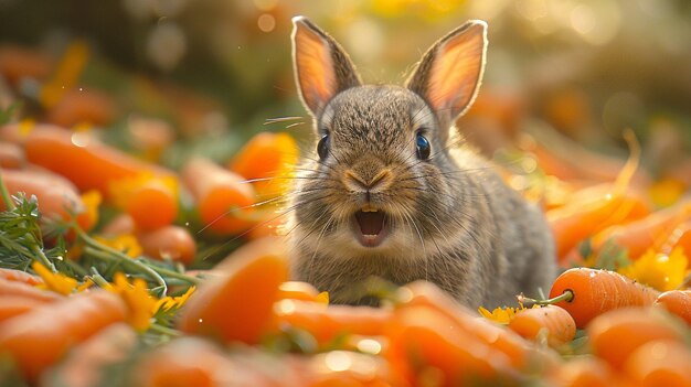 Photo cute little bunny rabbit in outdoors