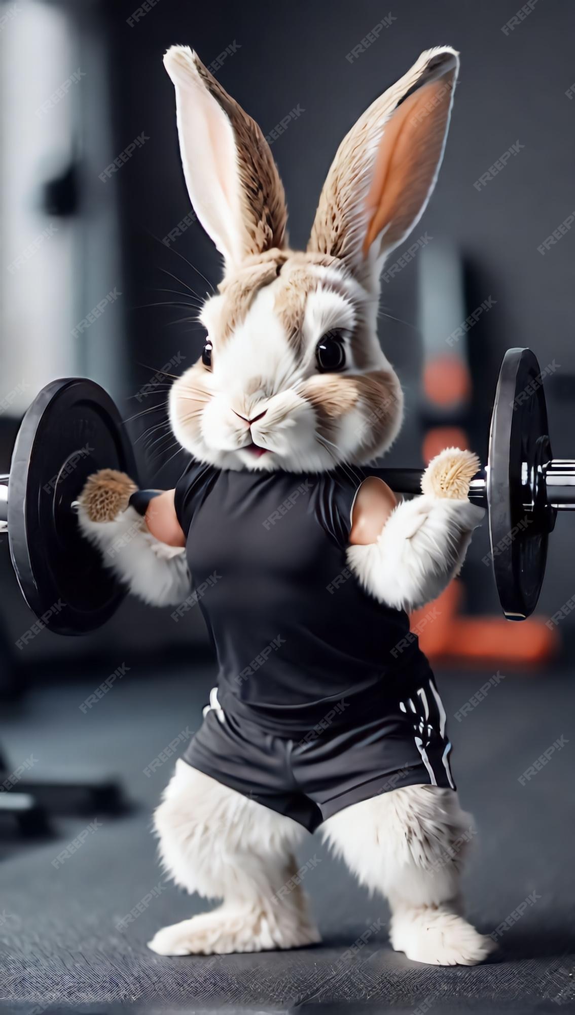 Premium AI Image Cute little bunny rabbit wearing workout clothes