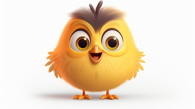 Cute little cartoon chick bird with big eyes
