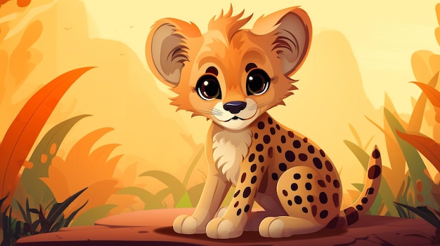 a cute little Cheetah in vector style