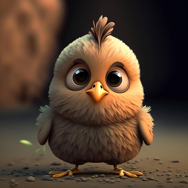 Cute little chicken 3d rendering illustration of farm animals Digital art Created with generative ai