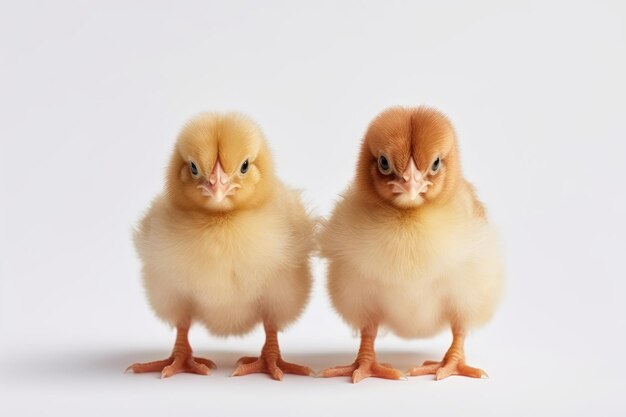 Cute Little Chickens Isolated On White Background