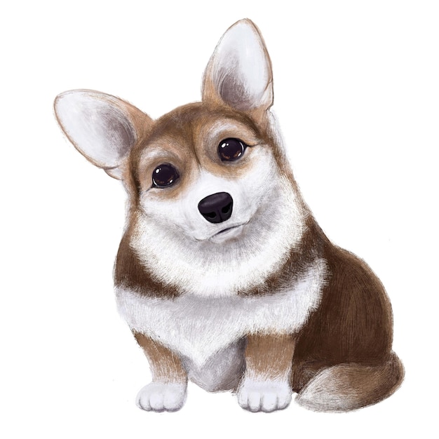 Cute little corgi with charming eyes cartoon character