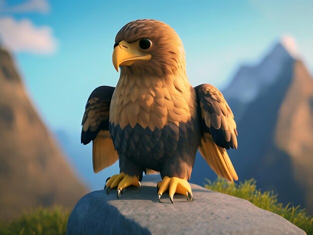 Cute little Eagle is standing on a ledg generated by ai