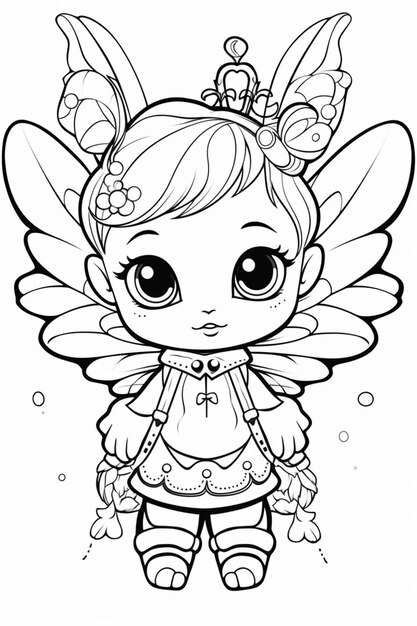 a cute little fairy girl with wings and a tiable generative ai