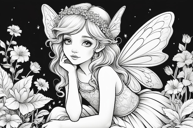 cute little fairy printable coloring page