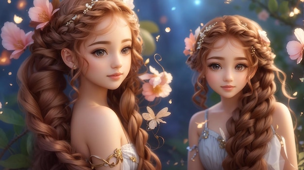 Cute little fairy with beautiful long braided hairstyle