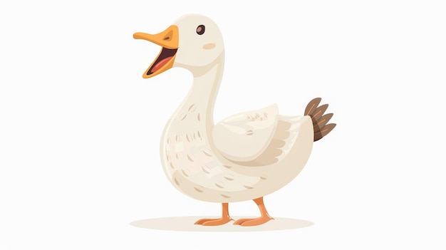 The cute little farm bird is singing and cackling on a white background Country feathered animal in kid style