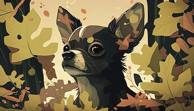 Cute little fashion dog Creative illustration Ai Generate