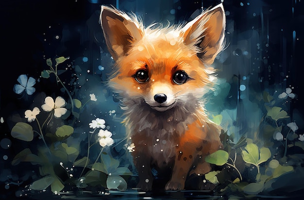 Cute little fox red fox smiling fox