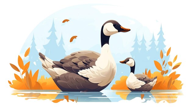 a cute little Geese in vector style