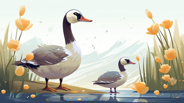 a cute little Geese in vector style