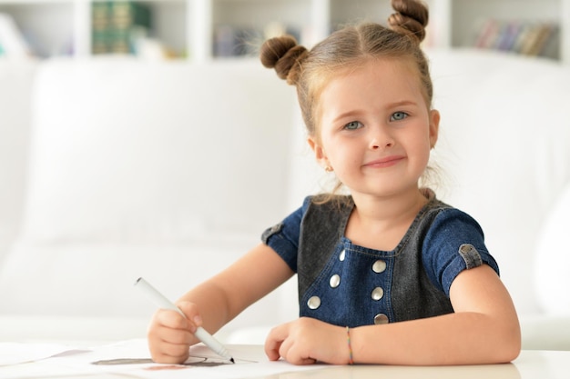 Cute little girl drawing