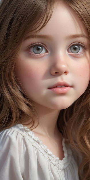 A cute little girl face Photo Ai Generated