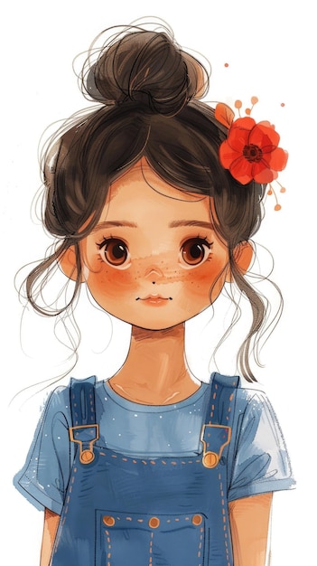 Photo cute little girl illustration