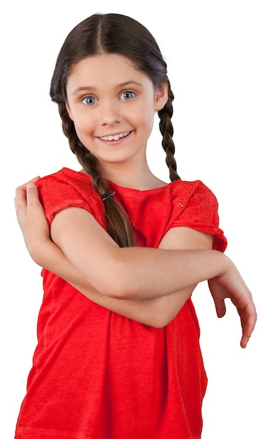 Cute little girl isolated on white background