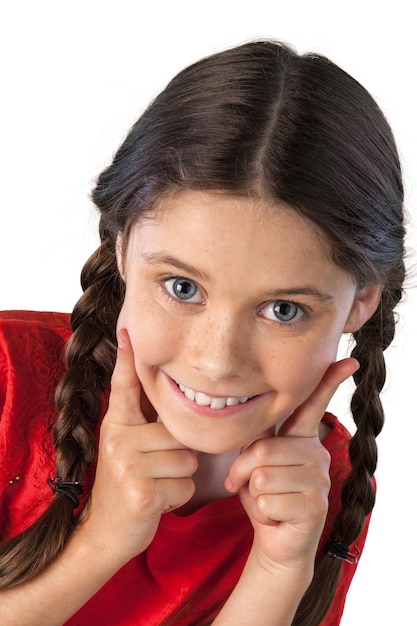 Cute little girl isolated on white background