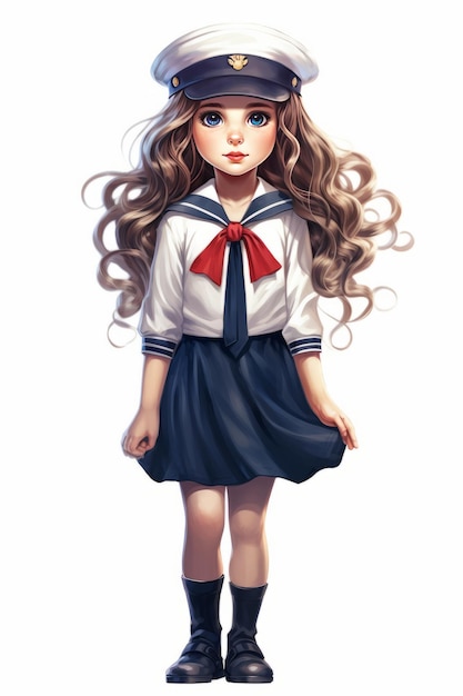 Cute little girl in school uniform