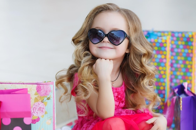 cute little girl shopping