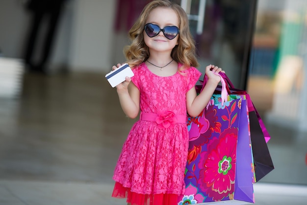 cute little girl shopping