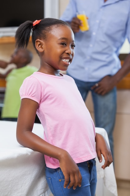 Cute little girl smiling in pigtails