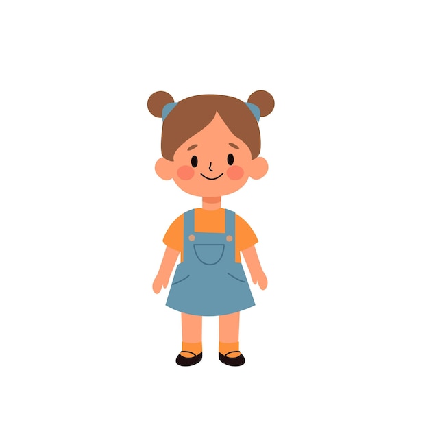 Cute little girl standing and smiling vector Illustration on a white background