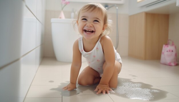 cute little girl toddler child happy and excited